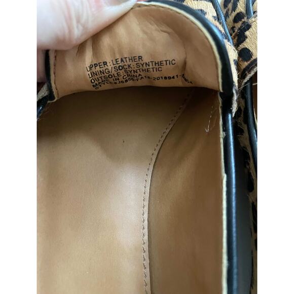 J. Crew Animal Print Leopard Leather Penny Flats Loafers Tan Black Size 7 - Picture 8 of 9